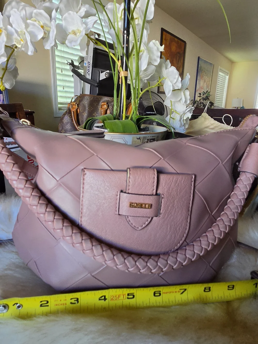 Rosetti Dusty Rose Woven Hobo Shoulder Bag